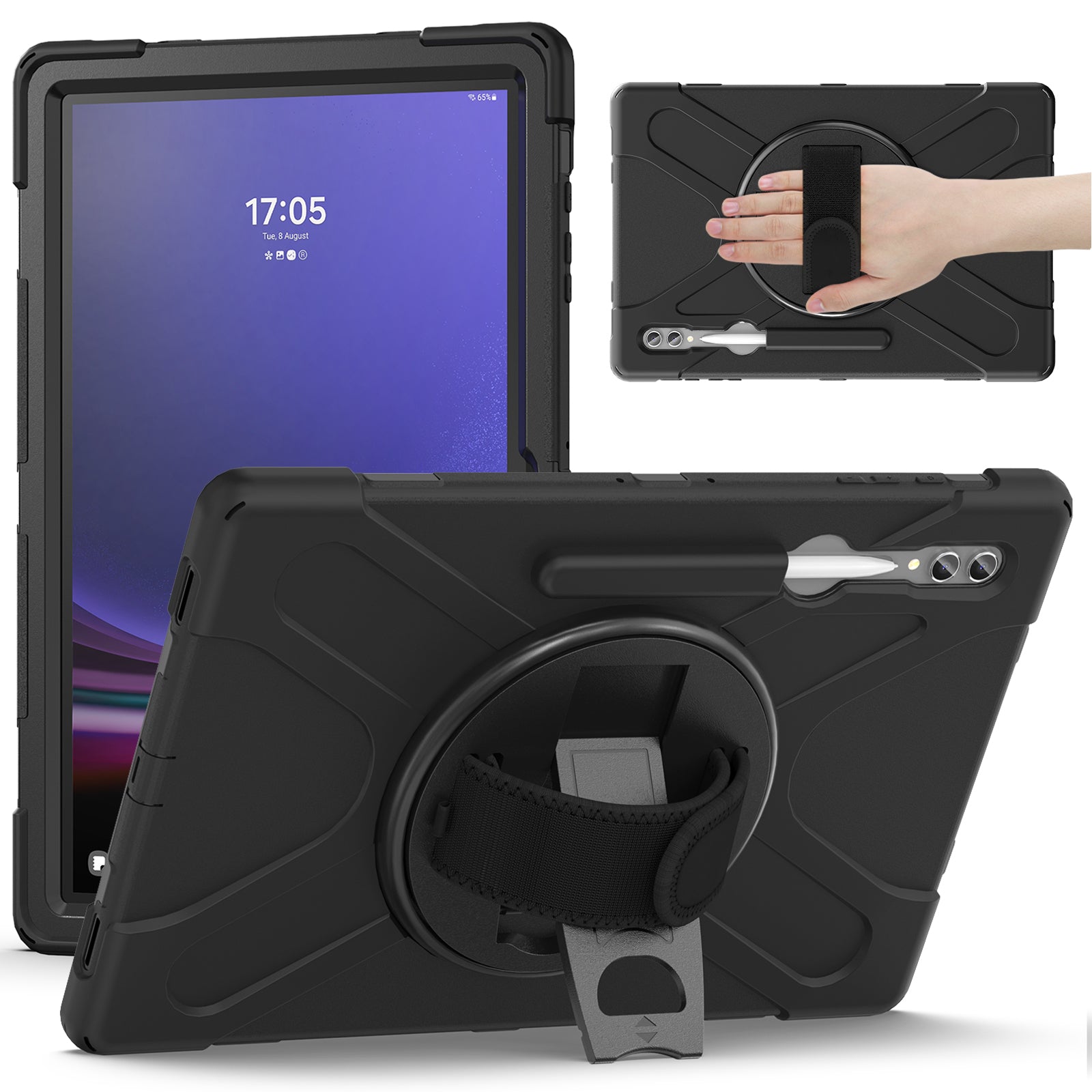 For Samsung Galaxy Tab S9 Ultra X910 S8 Ultra X900 X906 PC Silicone Kickstand Tablet Case with Hand Band For Samsung Galaxy Tab S9 Ultra X910 S8 Ultra X900 X906 PC Silicone Kickstand Tablet Case with Hand Band